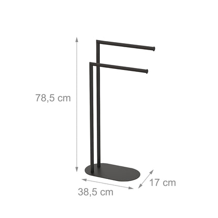 Freestanding Towel Rack, 2-Bar Matte Metal Bathroom