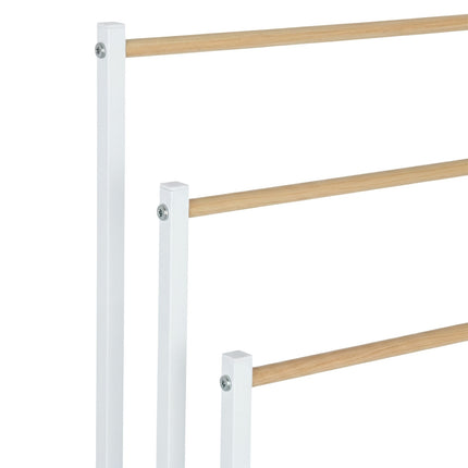 Freestanding Towel Rack, 3 Rails, Metal/Wood Finish
