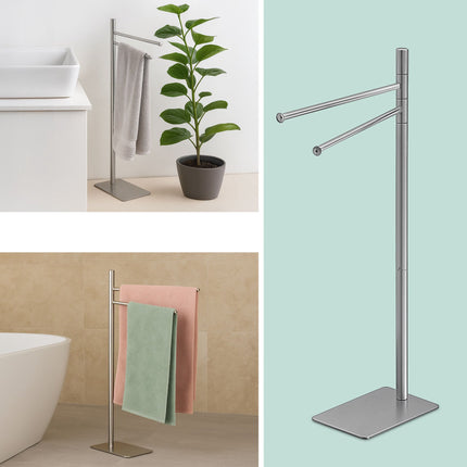 Freestanding Towel Rack, Stainless Steel, 2 Adjustable Arms