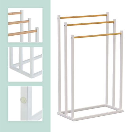 Freestanding Towel Rack with 3 Bamboo Rods