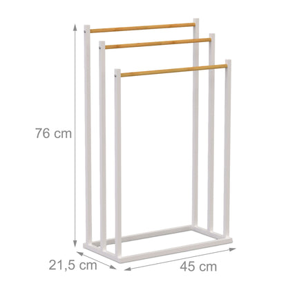Freestanding Towel Rack with 3 Bamboo Rods