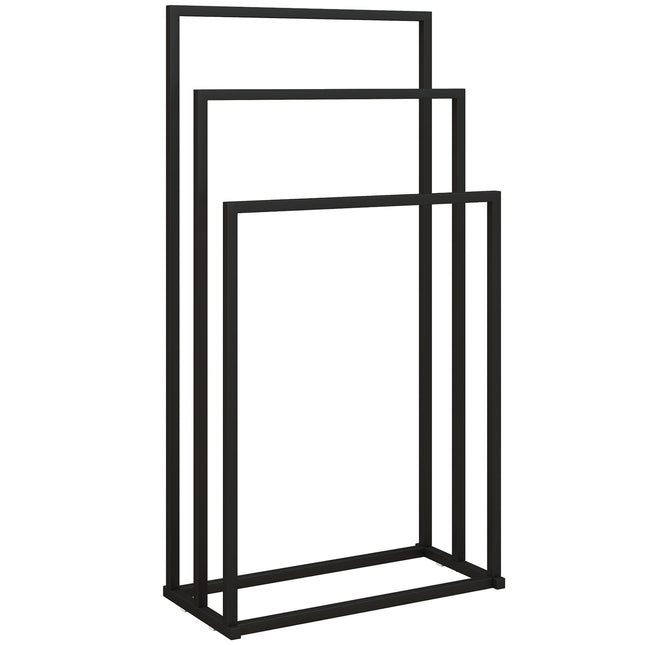 Freestanding Towel Rack with 3 Bars, Steel, 45x21.5x85 cm
