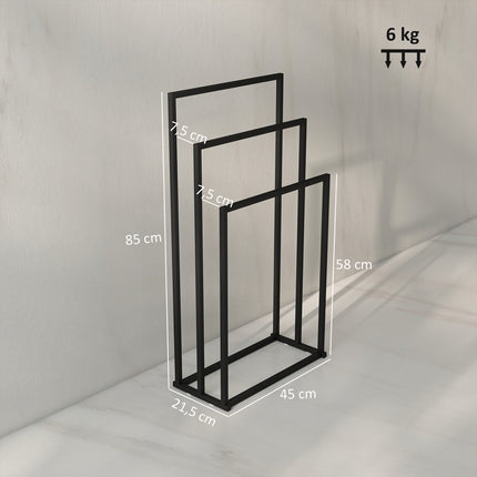 Freestanding Towel Rack with 3 Bars, Steel, 45x21.5x85 cm