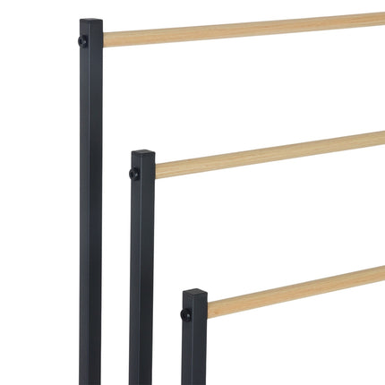 Freestanding Towel Rack with 3 Rails – Metal & Wood Finish