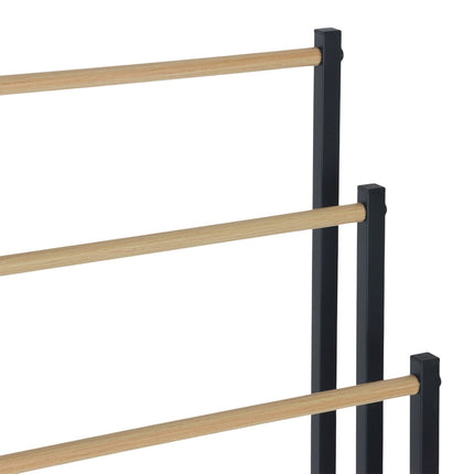 Freestanding Towel Rack with 3 Rails – Metal & Wood Finish