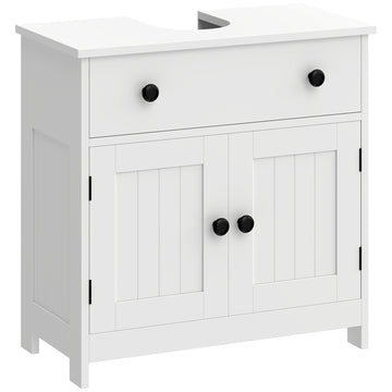 Freestanding White Bathroom Vanity Cabinet with Soft-Close Doors