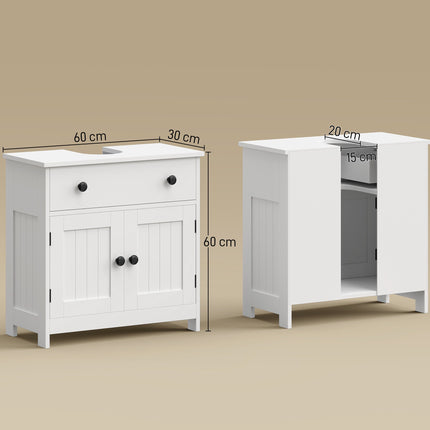 Freestanding White Bathroom Vanity Cabinet with Soft-Close Doors