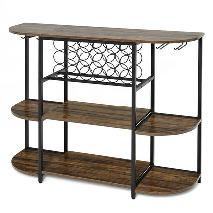 Freestanding Wine Rack Table, 18-Bottle, Glass Holder