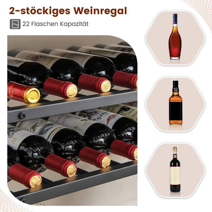 Freestanding Wine Rack with Glass Holder, Rustic Brown