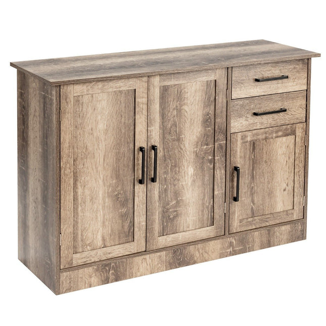 Freestanding buffet cabinet with 2 drawers, 3 doors and 1 adjustable shelf gray