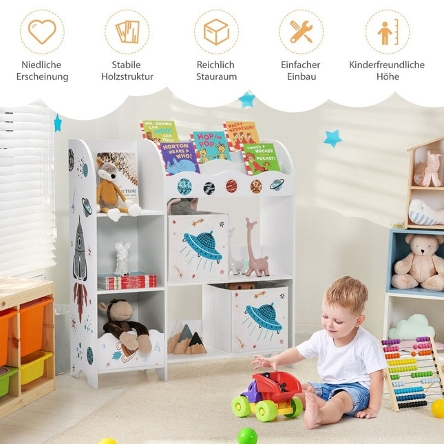 Freestanding children's room cupboard 3-tier children's room shelf UFO white