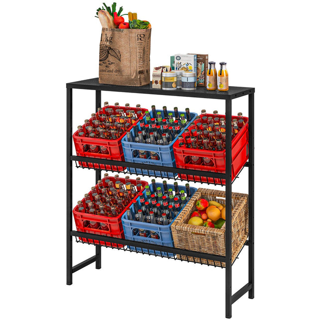 Freestanding 3-tier drink box stand, adjustable shelves