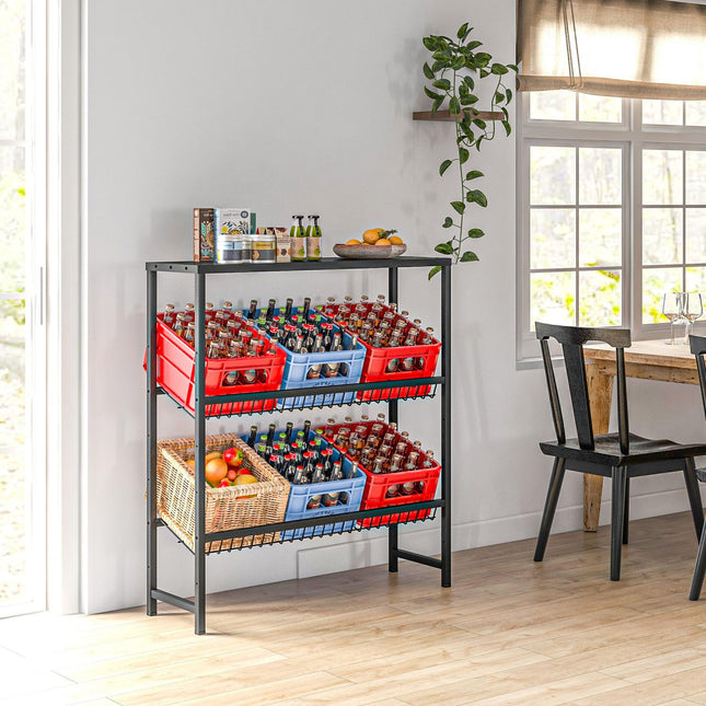 Freestanding 3-tier drink box stand, adjustable shelves