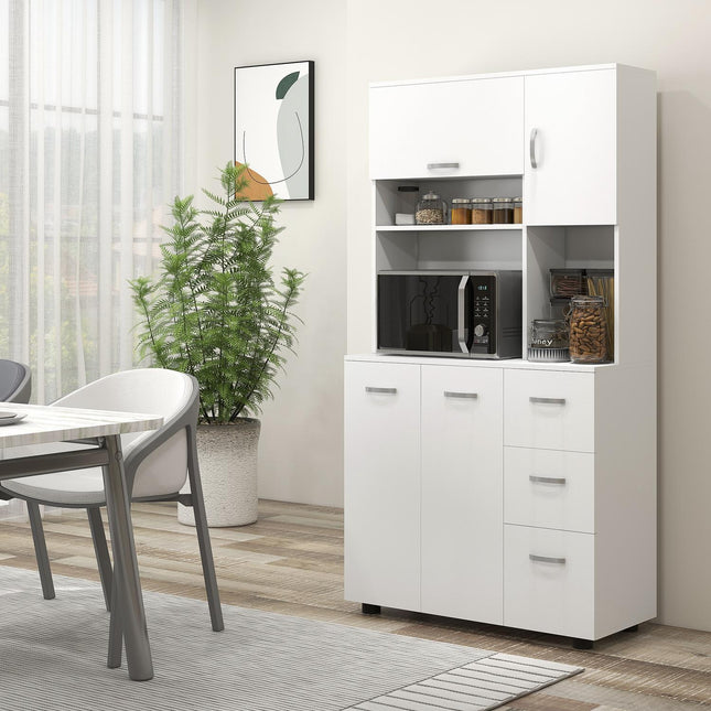 White Freestanding Kitchen Cabinet, 89x39.5x168 cm, MDF