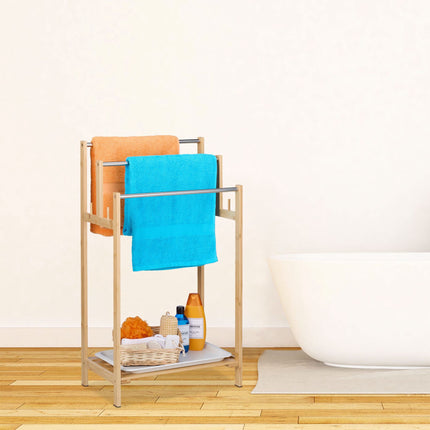 Freestanding towel rail with shelf