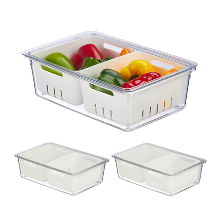 Fridge Organisers with Drainage, Set of 3