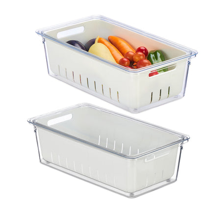 Fridge Organizer with Removable Drainage Basket