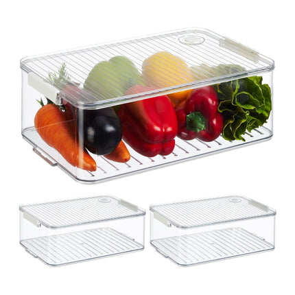Fridge Storage Boxes Set of 3 with Date Display