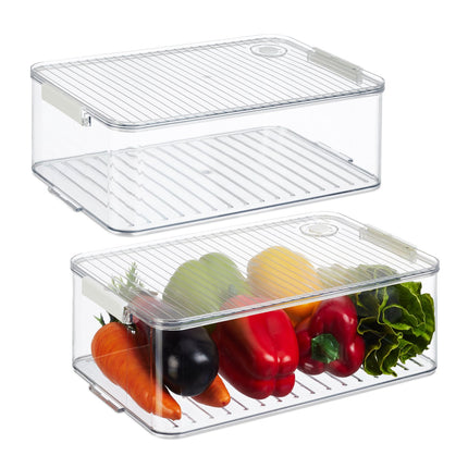 Fridge Storage Boxes with Lids, Set of 2, Date Display