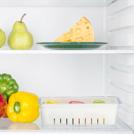 Fridge Storage Containers with Drainage Basket, Set of 4