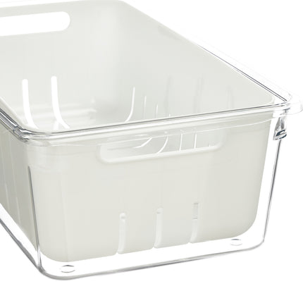 Fridge Storage Containers with Drainage Basket, Set of 4