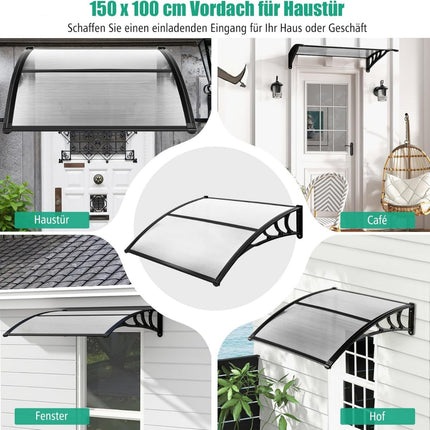 Front Door Awning 150x100 cm, Aluminum & Polycarbonate