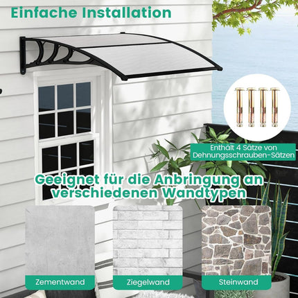 Front Door Awning 150x100 cm, Aluminum & Polycarbonate