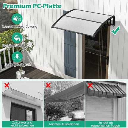 Front Door Awning 150x100 cm, Aluminum & Polycarbonate