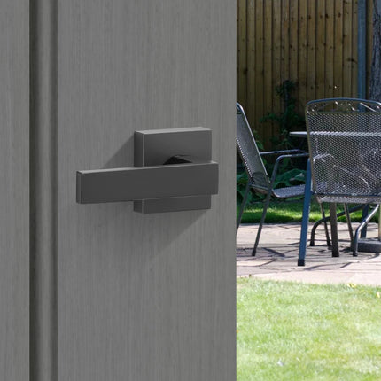 Front Door Handle Set, Square Lever, No Lock, Matte Black