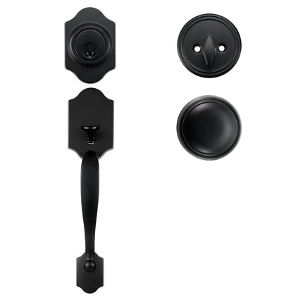 Front Door Handleset With Deadbolt, Matte Black, Adjustable