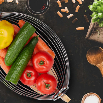 Fruit Basket Bamboo Stainless Steel