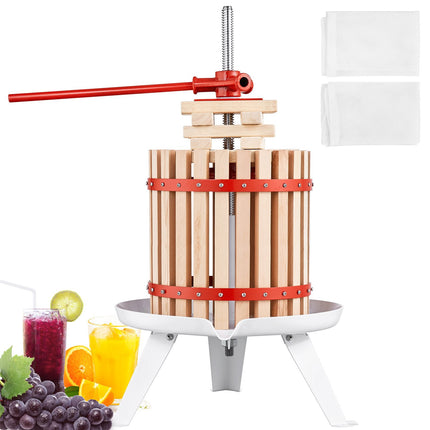 Fruit Wine Press, Manual 2.98 Gal Wood Basket, 6 Blocks