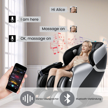 Full Body Massage Chair with Zero Gravity, SL Track, Heat, Black