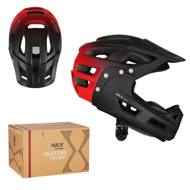Full-Face Bike Helmet, Size L 58–61 cm, Detachable Chin Guard