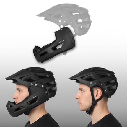 Full-Face Helmet, Black, Detachable Chin Guard, L 58–61 cm