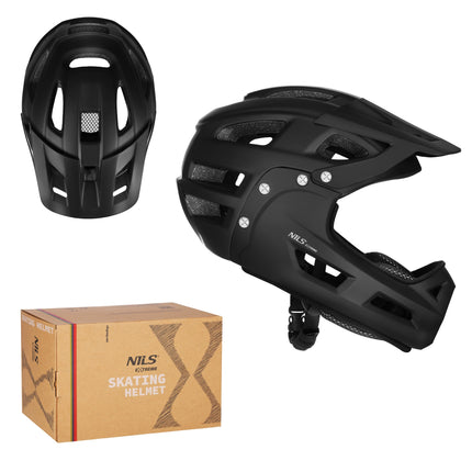 Full-Face Helmet, Black, Detachable Chin Guard, L 58–61 cm