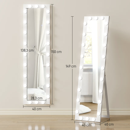 Full-Length Mirror 150x40 cm with LED Lights, 3 Light Modes