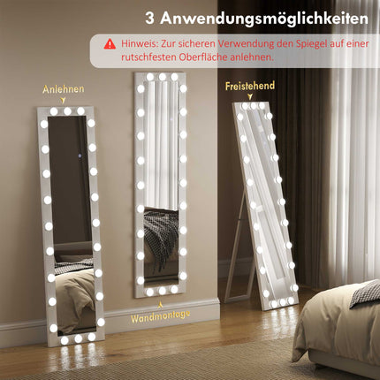 Full-Length Mirror 150x40 cm with LED Lights, 3 Light Modes