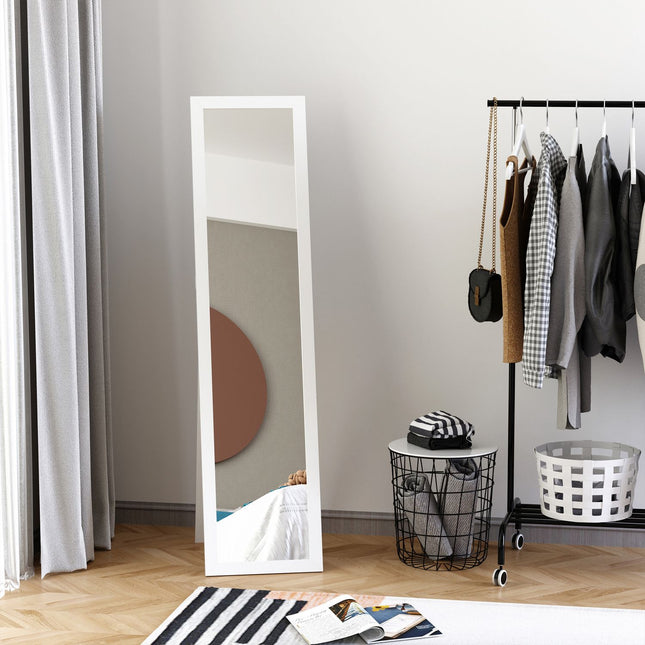 Full-length mirror 154x37cm with stand - white frame