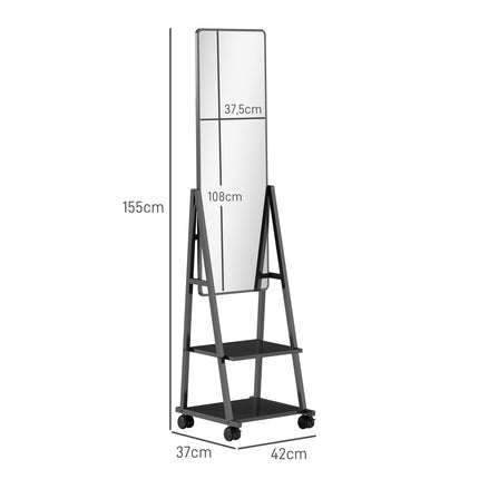 Standing full-length mirror, 42 x 155 cm, black