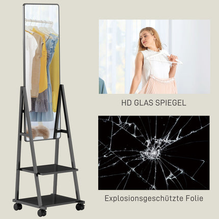 Standing full-length mirror, 42 x 155 cm, black