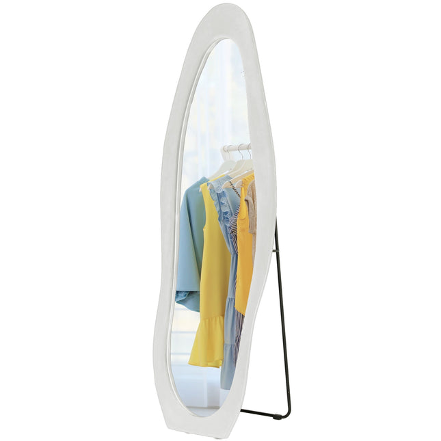 Standing full-length mirror, 50x160 cm, velvet frame, white