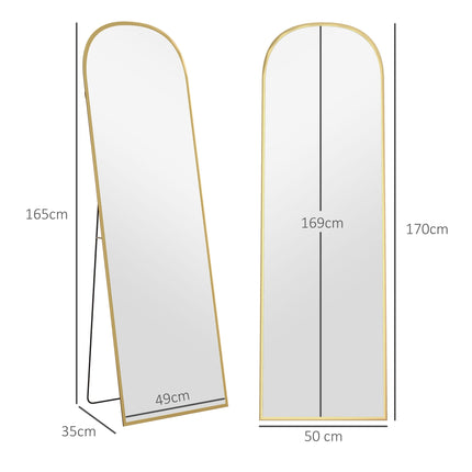 Full-Length Mirror, Gold, 50 x 170 cm, Aluminum Frame