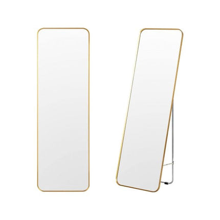 Full-Length Mirror – Wall-Mount Or Freestanding, Gold Steel