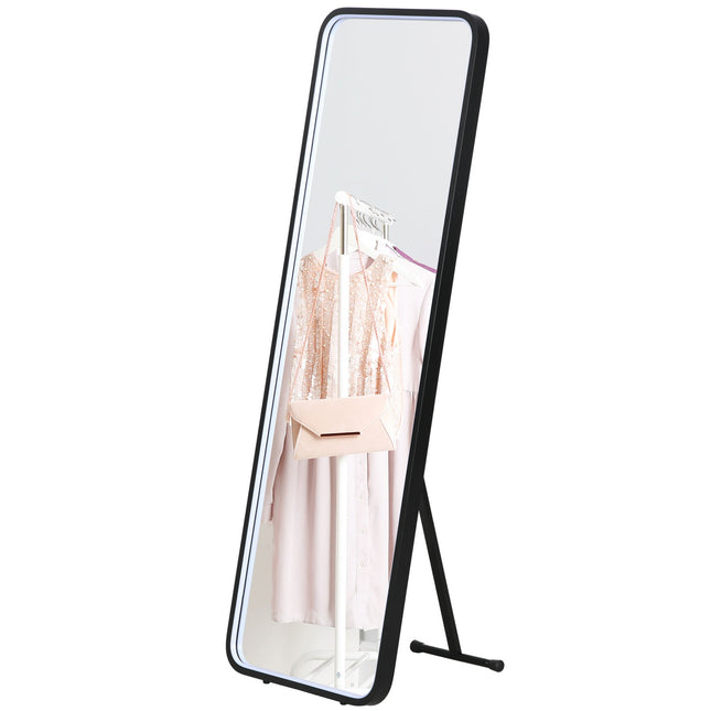 Dimmable full-length LED mirror, Touch Switch, Black, 46x146 Cm