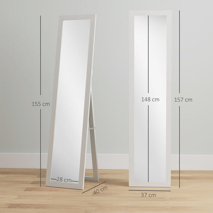 Full-Length Mirror with Frame, Antique Wood Finish, 157 cm