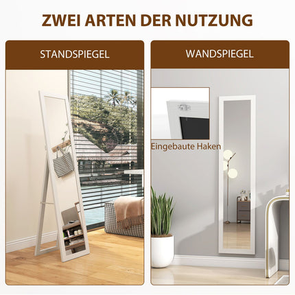Full-Length Mirror with Frame, Antique Wood Finish, 157 cm