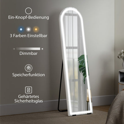Full-Length Mirror with LED Lights, 150x40 cm, Dimmable
