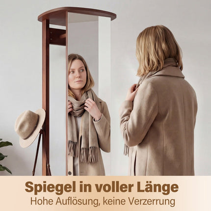 Full-Length Mirror with Rotating Stand, Walnut, 2 Rods