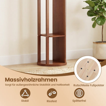 Full-Length Mirror with Rotating Stand, Walnut, 2 Rods